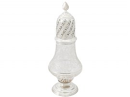 Acid Etched Glass and Sterling Silver Sugar Caster - Antique Edwardian; A3722