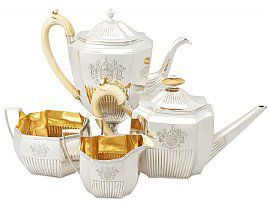 Sterling Silver Four Piece Tea Service - Queen Anne Style - Antique George III (1800-1802)