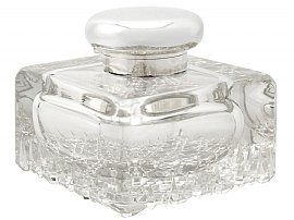 Cut Glass and Sterling Silver Desk Inkwell by Asprey & Co - Antique George V