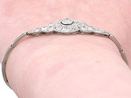 1920s Diamond Bracelet Wearing Close Up 