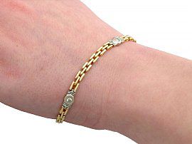 Vintage 18ct Gold Diamond Bracelet Wearing Hand