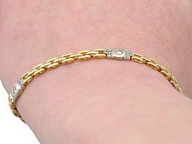 Vintage 18ct Gold Diamond Bracelet Wrist wearing