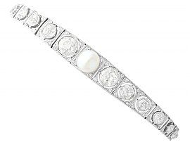 5.61 ct Diamond and Pearl, 18 ct White Gold Bracelet - Antique Circa 1900