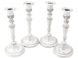 Set of Four Spanish Sterling Silver Candlesticks - French Empire Style - Antique Circa 1830