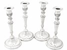 Set of Four Spanish Sterling Silver Candlesticks - French Empire Style - Antique Circa 1830
