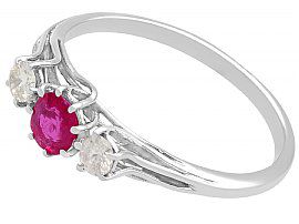 Small Ruby Trilogy Ring in 18k White Gold
