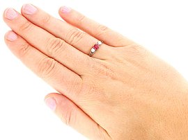Small Ruby Trilogy Ring Wearing