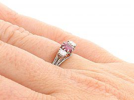 Small Ruby Trilogy Ring Wearing Hand
