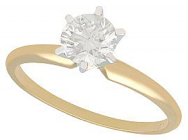 0.68 ct Diamond and 14 ct Yellow Gold, 14 ct White Gold Set Solitaire Ring - Vintage Circa 1980