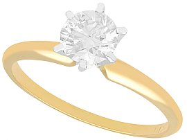 0.68ct Diamond and 14ct Yellow Gold, 14ct White Gold Set Solitaire Ring - Vintage Circa 1980
