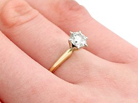 Solitaire Engagement Ring in Yellow Gold Wearing