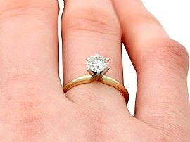 Solitaire Engagement Ring in Yellow Gold Wearing