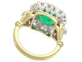 Large Emerald and Diamond Cluster Ring Reverse