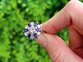 Sapphire and Diamond Cluster Ring Outside
