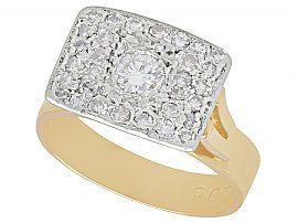 1.06 ct Diamond, 18 ct Yellow Gold Ring - Art Deco Style - Vintage Circa 1950