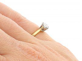 Vintage Yellow Gold Solitaire Engagement Ring Wearing Hand