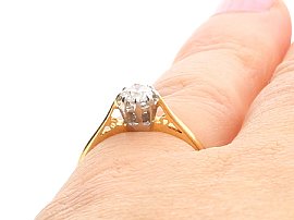18k Yellow Gold Solitaire Engagement Ring Wearing