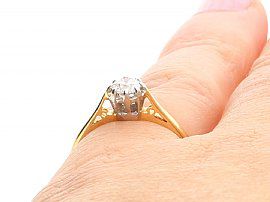Vintage Yellow Gold Solitaire Engagement Ring Wearing Finger
