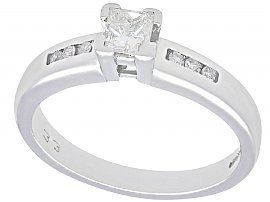 0.33ct Diamond and 18ct White Gold Solitaire Ring - Vintage Circa 1990