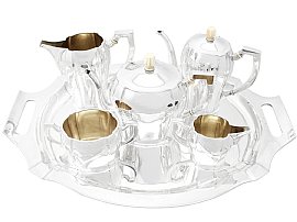 Austro-Hungarian Silver Five Piece Tea and Coffee Service with Tray - Antique Circa 1900