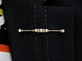 Antique Pearl Bar Brooch Wearing