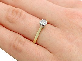 Wearing Claw Set Engagement Ring in Yellow Gold