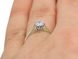 Claw Set Engagement Ring in Yellow Gold Wearing 