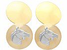 18 ct Yellow Gold and 18 ct White Gold Horse Cufflinks - Vintage Circa 1970