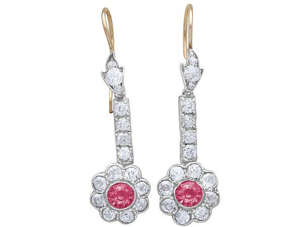Pink Sapphire Earrings Yellow Gold