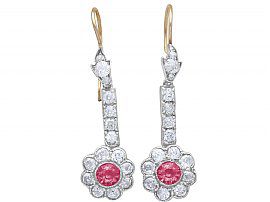 Pink Sapphire Earrings Yellow Gold