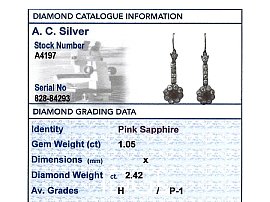 Pink Sapphire Earrings Yellow Gold Grading