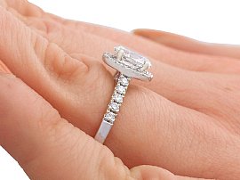 Oval Cut Diamond Ring with Halo  Hand Wearing