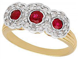 0.43ct Ruby and 0.56ct Diamond, 18ct Yellow Gold Dress Ring - Antique Circa 1910