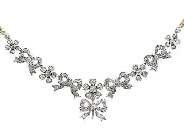 antique diamond bow necklace
