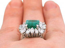 Vintage Emerald and Diamond Cluster Ring