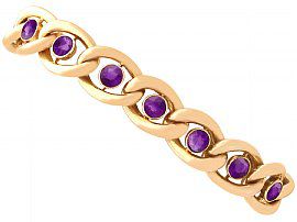 3.75ct Amethyst and 15ct Yellow Gold Bracelet with Heart Padlock Clasp - Antique Circa 1890