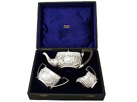 Sterling Silver Three Piece Tea Service by Joseph Gloster - Antique Victorian (1900)