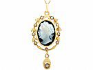 Hardstone and Seed Pearl, 18 ct Yellow Gold Cameo Pendant - Antique Circa 1880