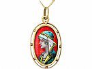 Enamel and 18 ct Yellow Gold Pendant - Antique French Circa 1900