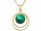 Green Agate and 14 ct Yellow Gold Pendant - Vintage Circa 1940