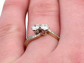 Vintage Two Diamond Twist Ring Wearing Finger