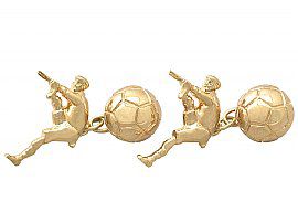9 ct Yellow Gold Football Cufflinks - Contemporary 1998