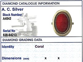 Vintage Coral Ring Grading Card