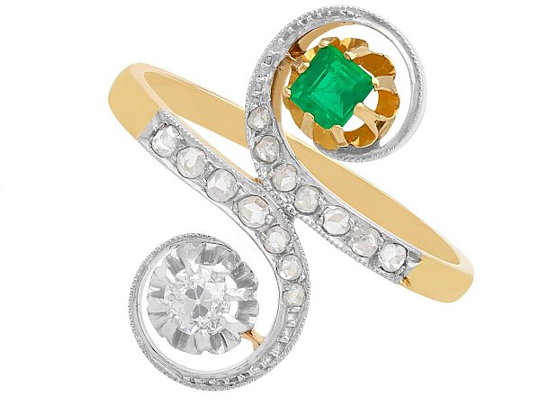 Antique Emerald and Diamond Ring in Gold