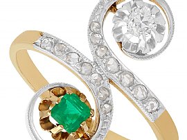 Antique Emerald and Diamond Ring in 18Carat Gold