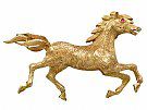 Ruby and 18 ct Yellow Gold Horse Brooch - Vintage Circa 1960