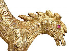 Vintage Gold Horse Brooch head