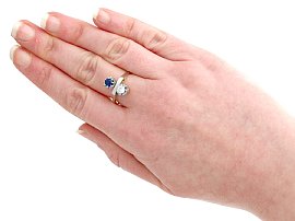 1950s Blue Sapphire and Diamond Ring Wearing