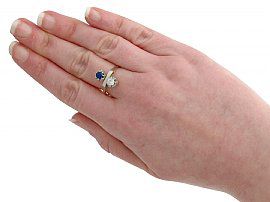 1950s Blue Sapphire and Diamond Ring