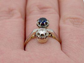 1950s Blue Sapphire and Diamond Ring